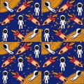 cosmonaut space space rocket ship blue sky yellow stars space flight astronaut astronomical